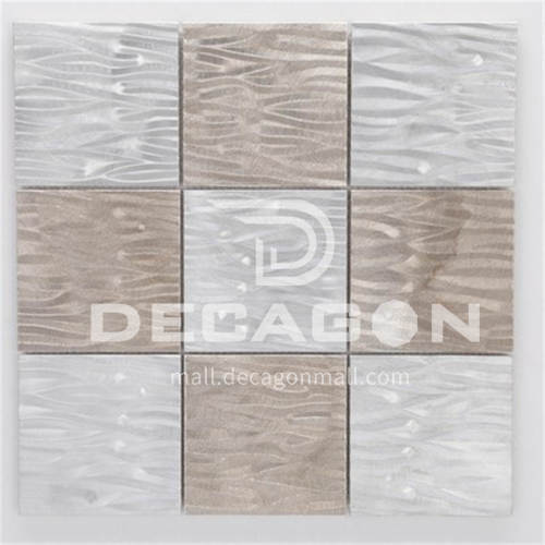 Aluminum Big Square Shape Vibration Metal Mosaic (grey+silver)